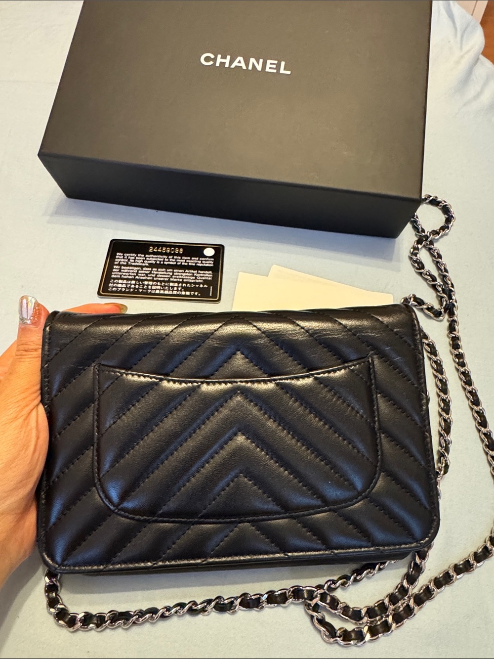Chanel Black Quilted Chevron Flap Bag with Chain Strap - Picture 5 of 7